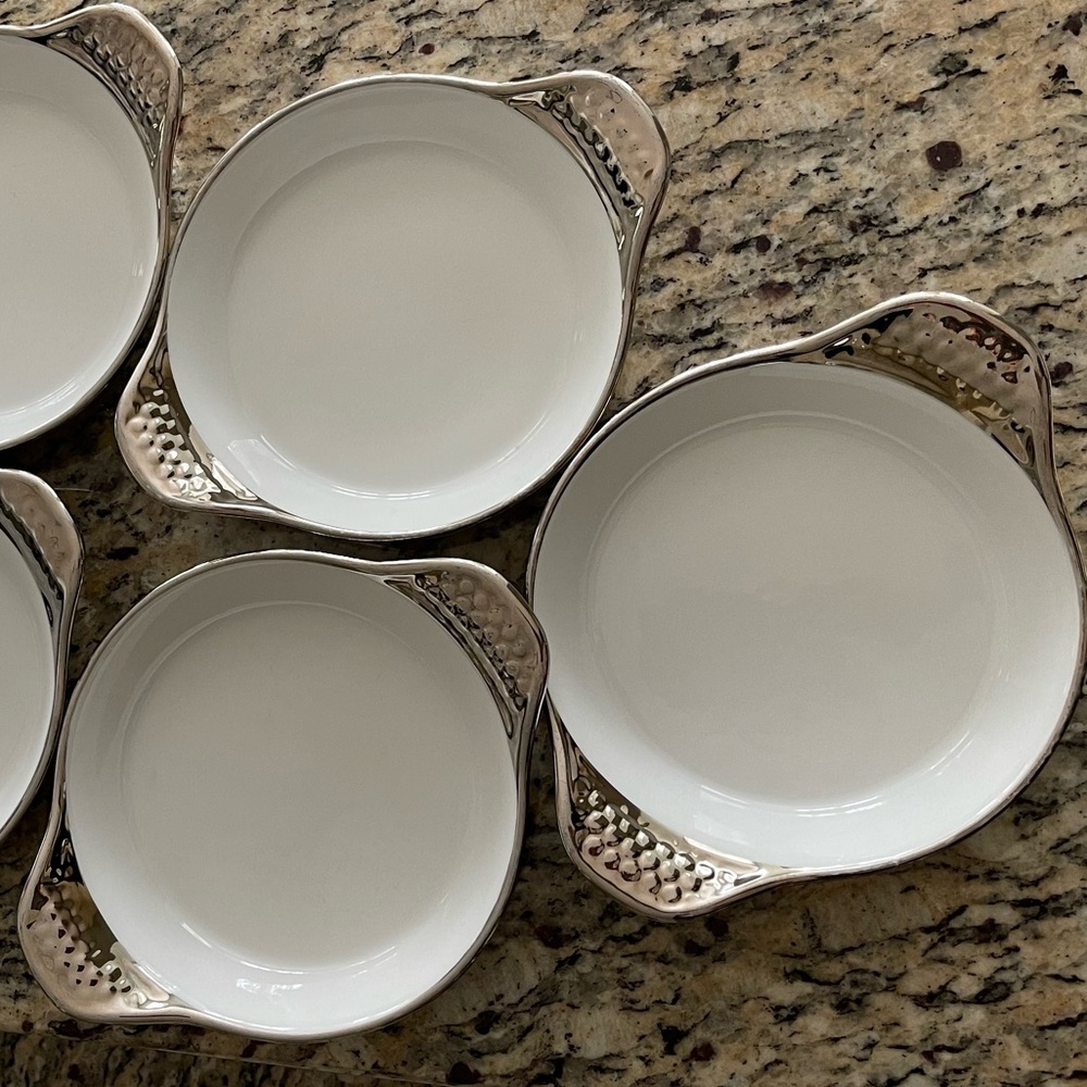 Royal Worcester Vintage Silver Lustre Mini Baking Dishes, Set of 6